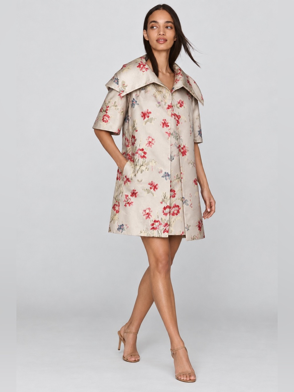 NWT Buru Jacquard Tailored Floral Oversized Car Coat Sz XS/S